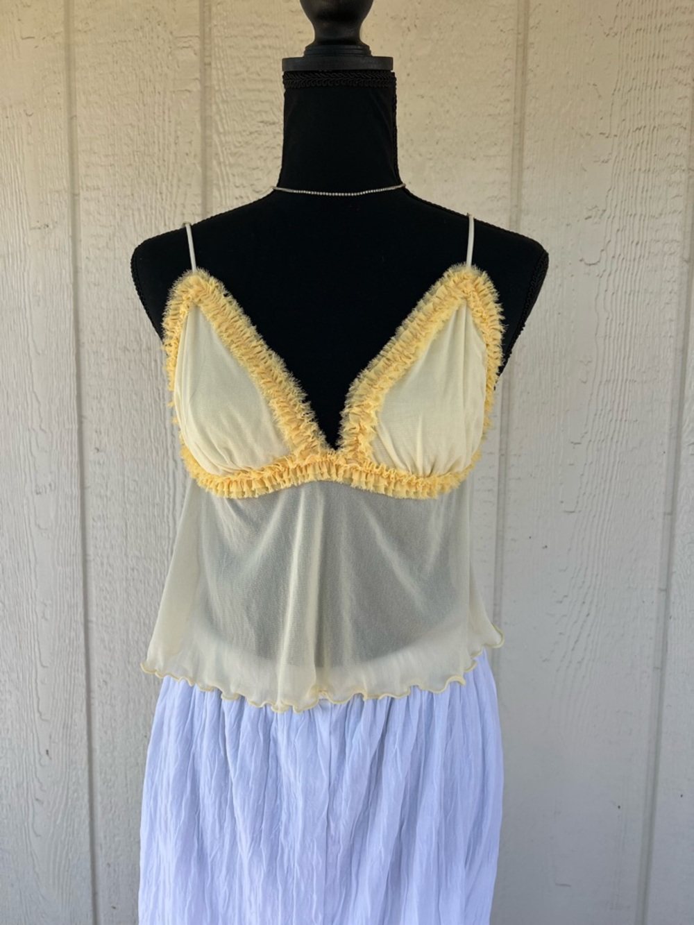 Urban Outfitters Out From Under Yellow Sheer Cami Medium Babydoll Tank - Picture 3 of 5